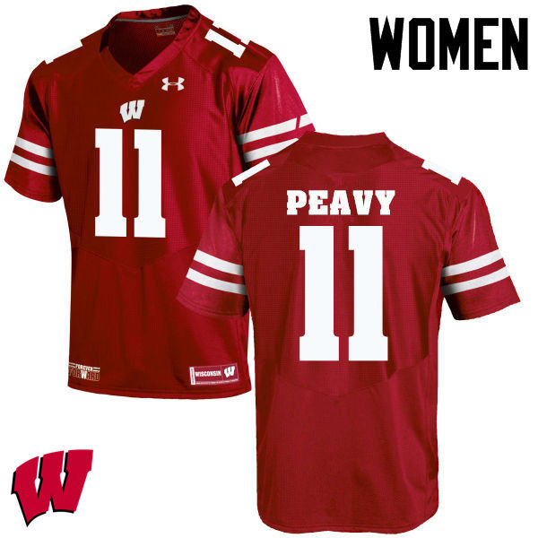 Wisconsin Badgers Women's #11 Jazz Peavy NCAA Under Armour Authentic Red College Stitched Football Jersey AO40B68RH